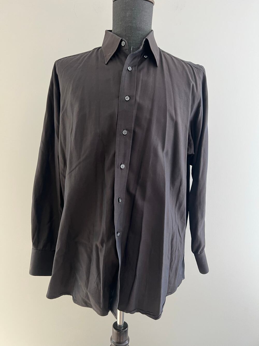 Loro Piana Fabric Bespoke Button Down Dress Shirt Brown Iridescent Color SG